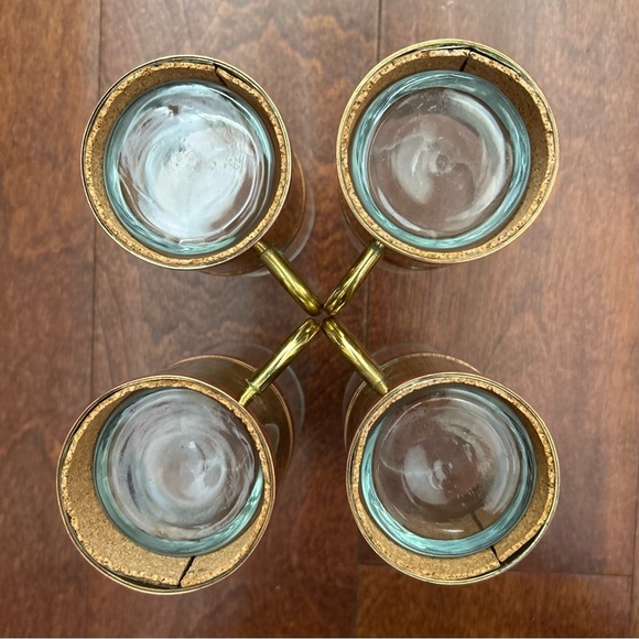 Vintage Beucler Irish Turkish Coffee Espresso Cups, Glass Copper Brass, Set of 4 - Picture 10 of 15